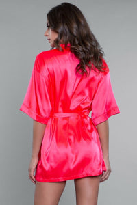 BeWicked Satin Getting Ready Robe Hot Pink