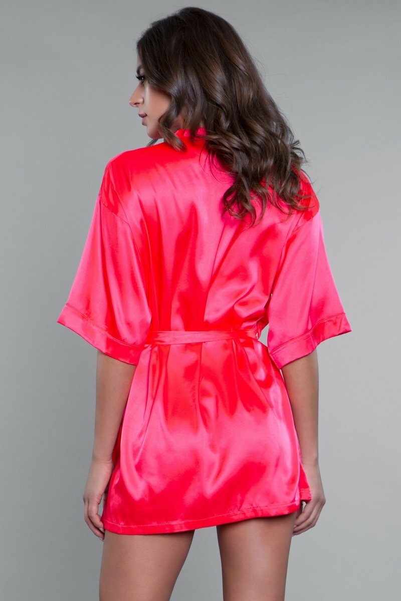 BeWicked Satin Getting Ready Robe Hot Pink