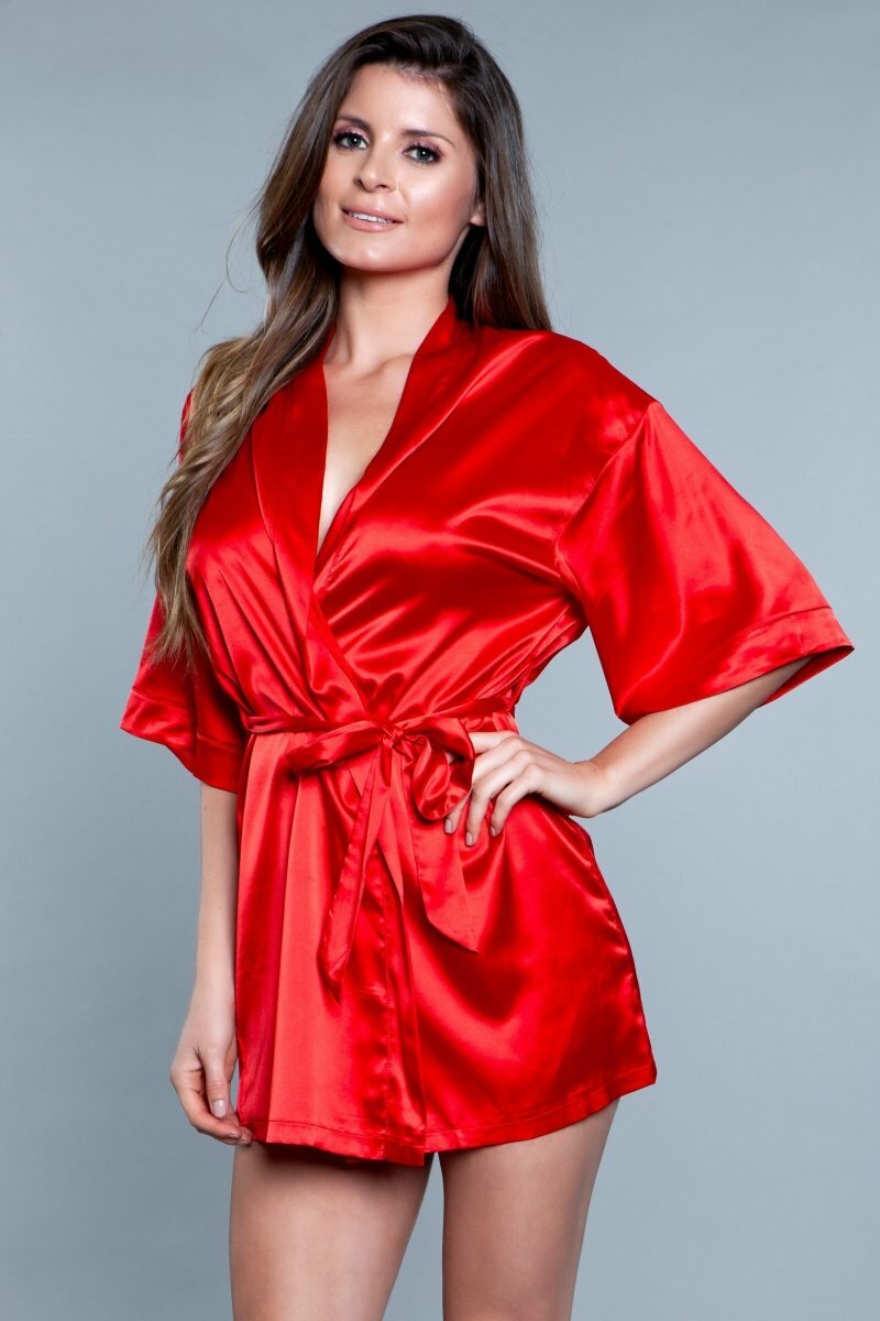 BeWicked Satin Home Alone Robe Red