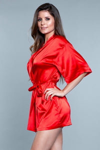 BeWicked Satin Home Alone Robe Red