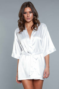 BeWicked Satin Home Alone Robe White