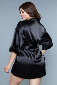 BeWicked Satin Home Alone Robe Black