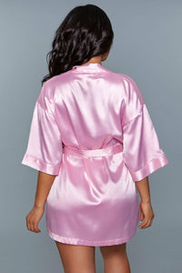 BeWicked Satin Getting Ready Robe Rose Pink