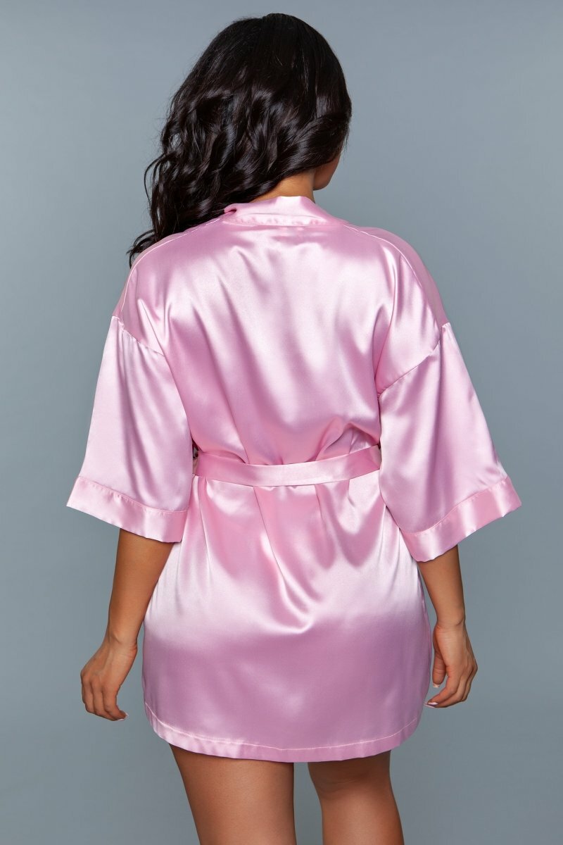 BeWicked Satin Getting Ready Robe Rose Pink