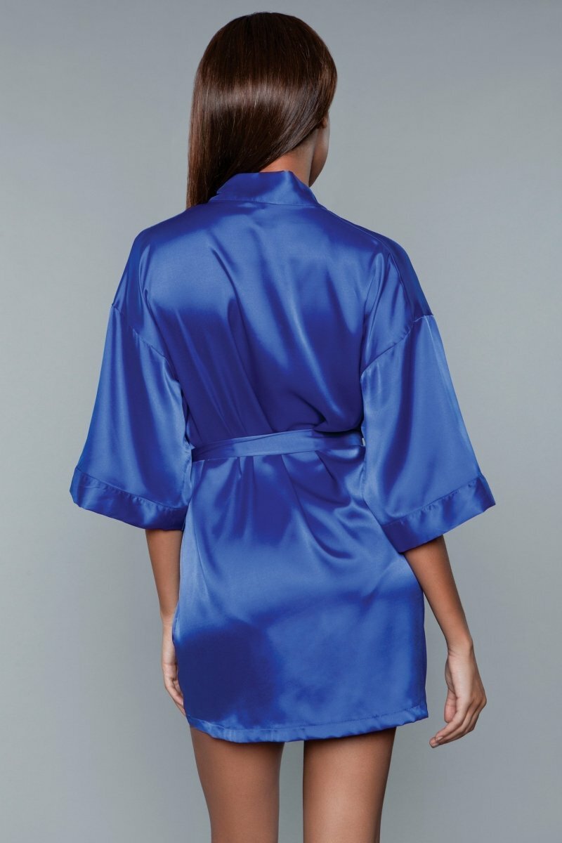 BeWicked Satin Getting Ready Robe Royal Blue