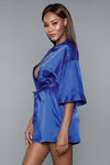 BeWicked Satin Getting Ready Robe Royal Blue