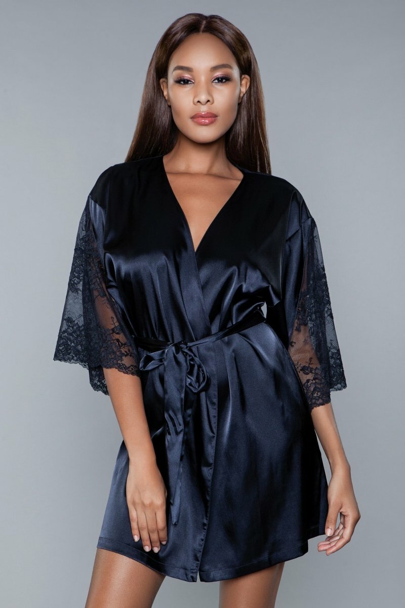 BeWicked Satin Grace Robe Black
