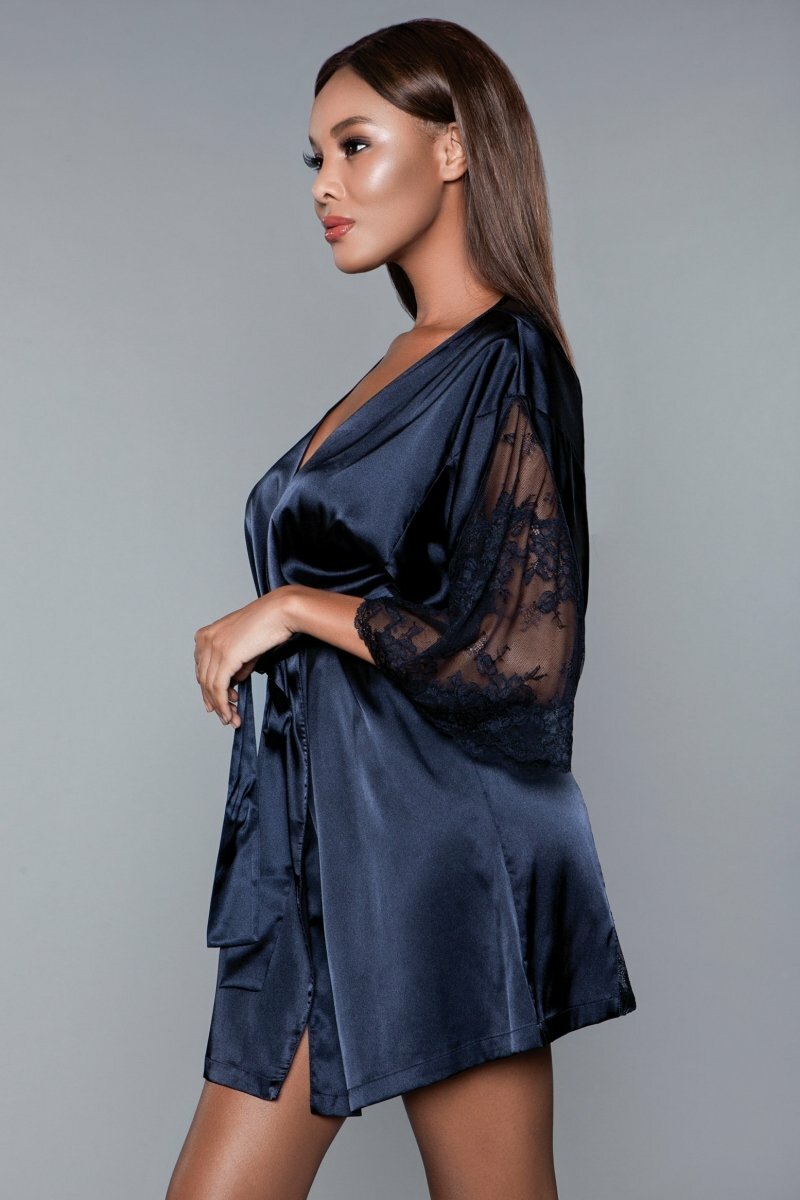 BeWicked Satin Grace Robe Black