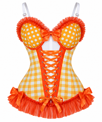 Lavish Orange Ruffle Sweetheart Bustier Corset