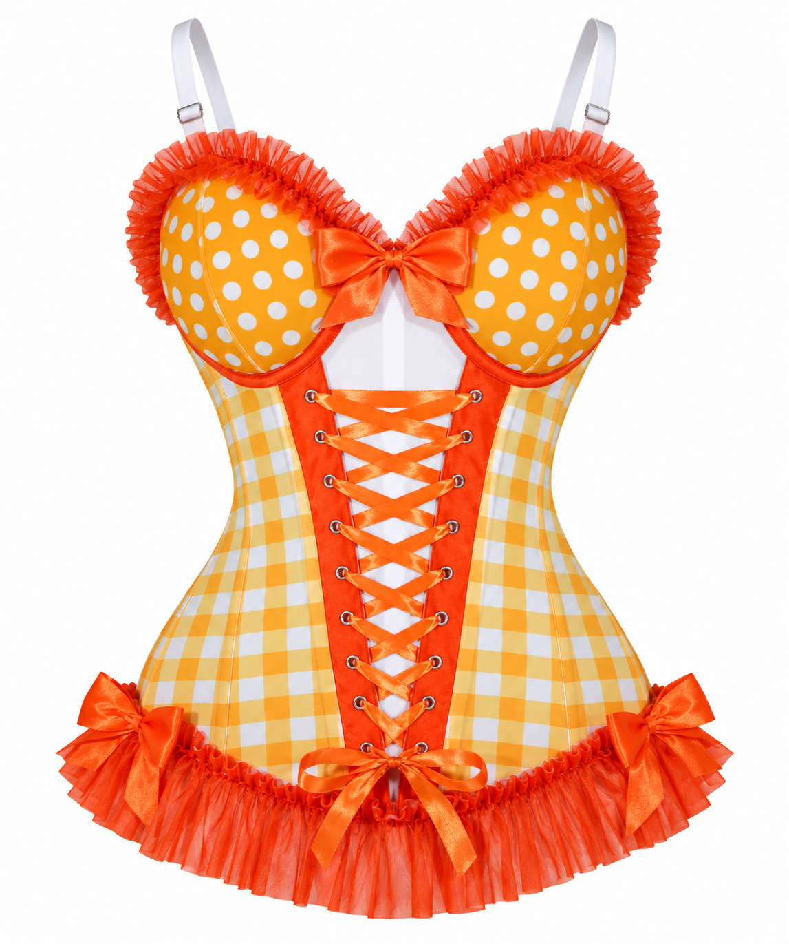 Lavish Orange Ruffle Sweetheart Bustier Corset