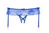 Allure Lingerie Mira Lace Open Panty w/Garters Blue
