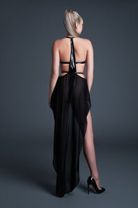 Allure Latex-look Vinyl & Mesh Bodysuit with Flirty Skirt Take Me