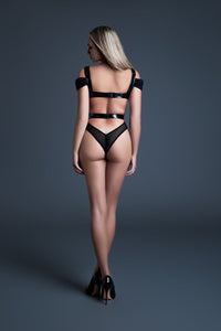 Allure Latex-look Vinyl & Mesh Drop Shoulder Bodysuit Need U Tonight