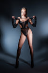 Allure Latex-look Vinyl & Mesh Drop Shoulder Bodysuit Need U Tonight