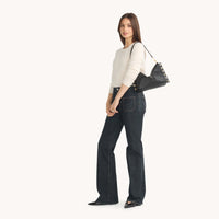 Hammitt Mr. G Med Leather Shoulder Bag Black/Brushed Gold Red Zip-Rebel Romance