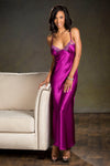 Shirley of Hollywood Luxurious Lace Satin Long Gown Slip Grape