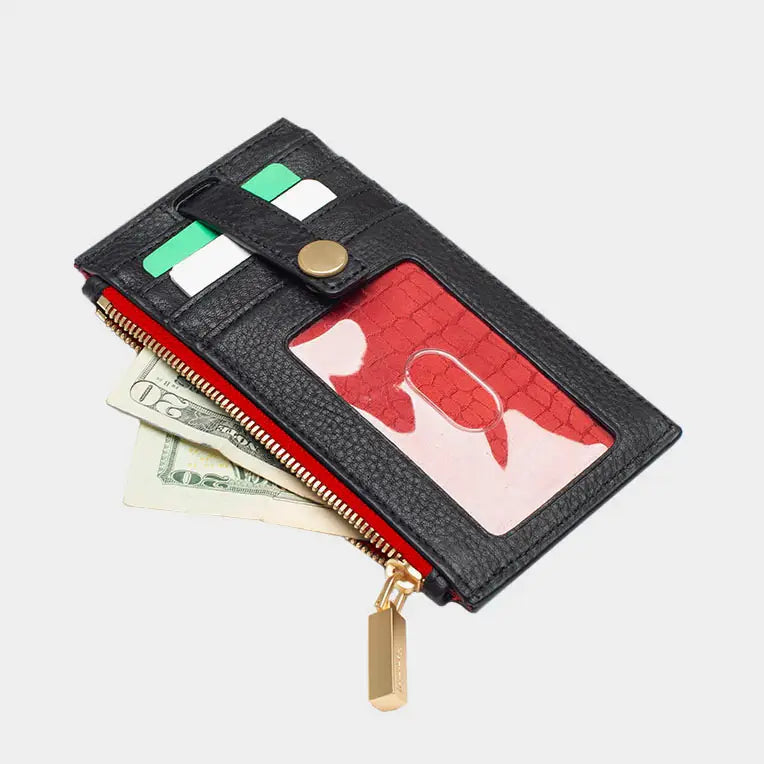 Hammitt 210 West Wallet Black/Brushed Gold Red Zip-Rebel Romance