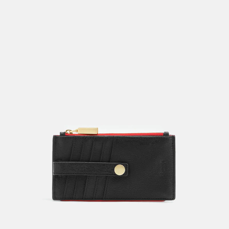 Hammitt 210 West Wallet Black/Brushed Gold Red Zip-Rebel Romance