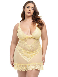 Queen Valentine Lacey Babydoll Pale Banana