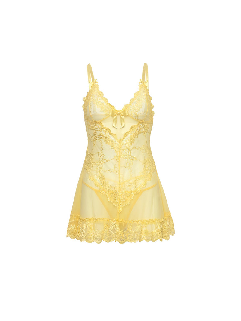 Queen Valentine Lacey Babydoll Pale Banana