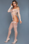 BeWicked Alluring Fishnet Bodysuit White Fishnet