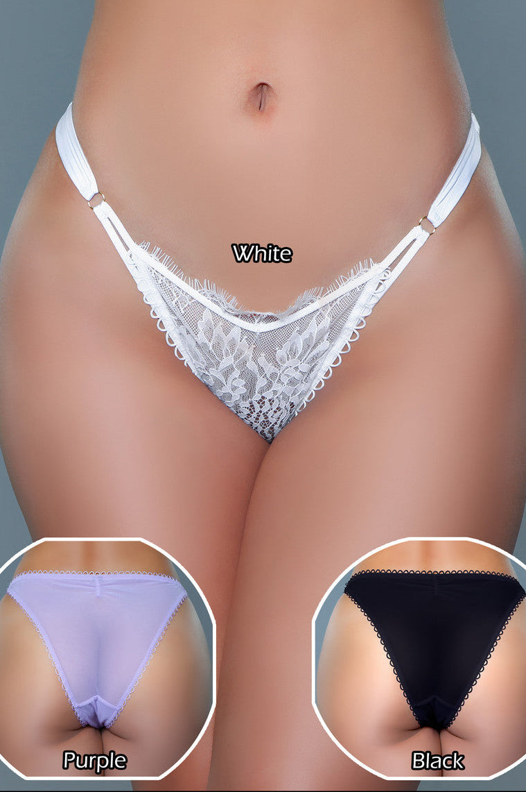 BeWicked Aspen Brazilian Panty 3 Pack of Purple, Black and White