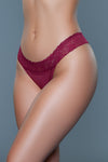 BeWicked Asher Low Rise Cotton Thong 3 Pack Panties Peach Blue Burgundy