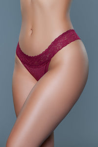 BeWicked Asher Low Rise Cotton Thong 3 Pack Panties Peach Blue Burgundy