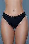 BeWicked Mandy Low Rise Cotton Thong 3 Pack Panties Black White Beige