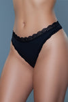 BeWicked Mandy Low Rise Cotton Thong 3 Pack Panties Black White Beige