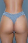 BeWicked Jade Low Rise Thong 3 Pack Panties Black Gray White