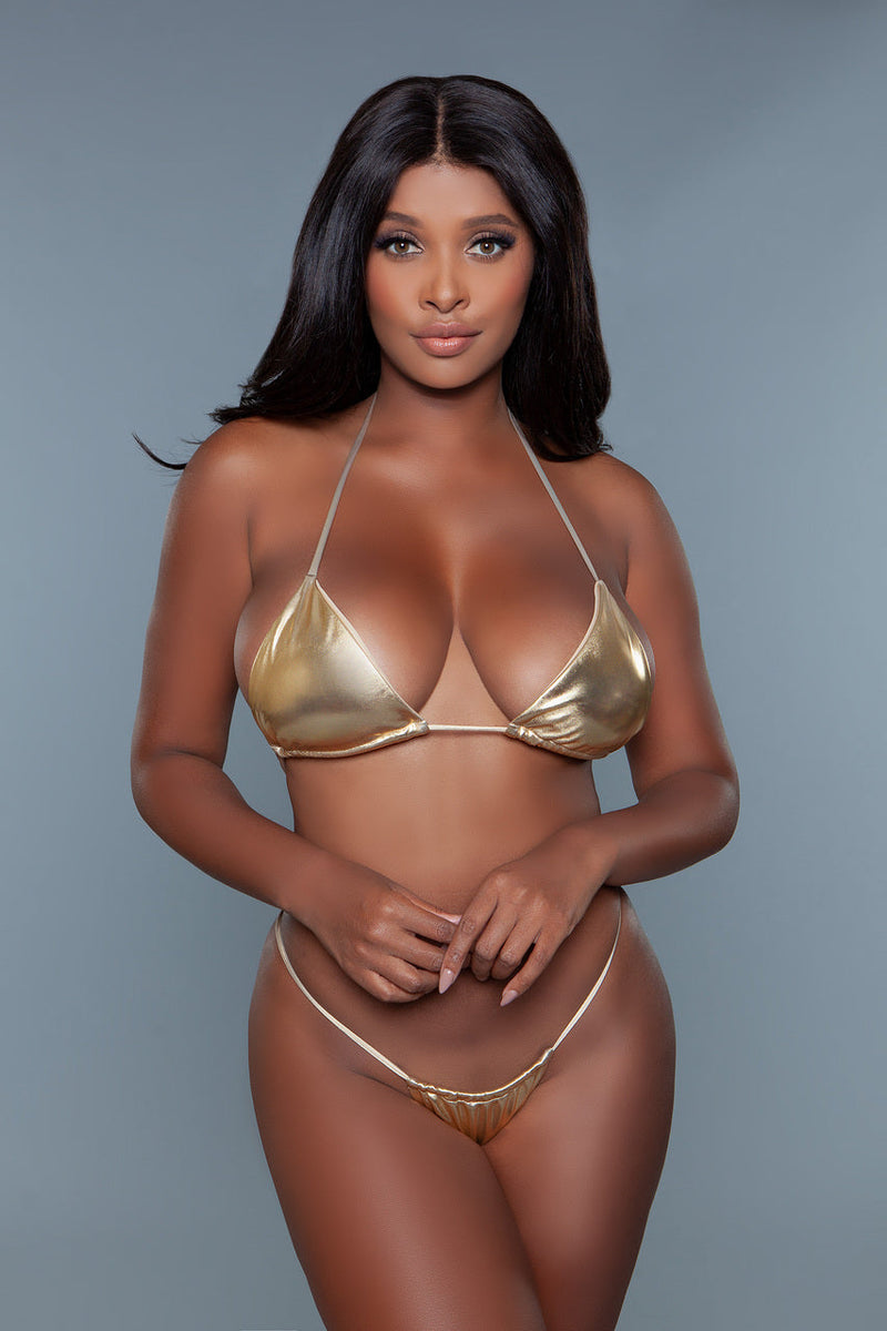 BeWicked Nova Triangle Bikini Set Metallic Gold