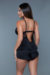 BeWicked Pretty Scalloped Eyelash Lace Satin Cami Set Sienna Set Black