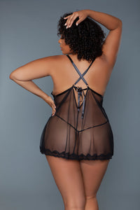 BeWicked Bridgette Sheer Mesh Babydoll Black