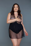 BeWicked Amira Sheer Mesh Babydoll Black