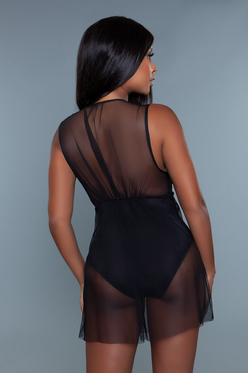 BeWicked Amira Sheer Mesh Babydoll Black
