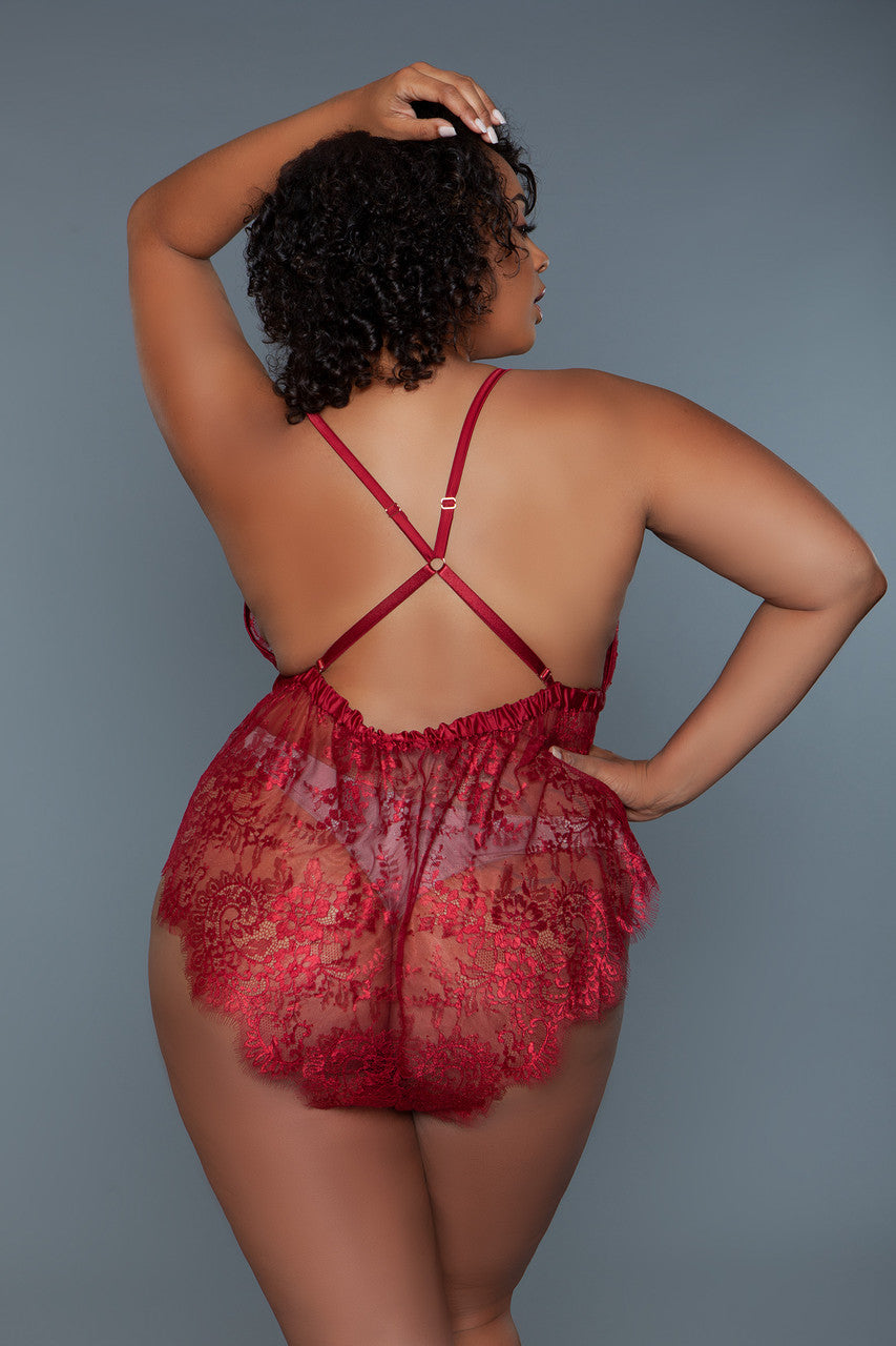 BeWicked Queen Nancy Lace Teddy Rust Red