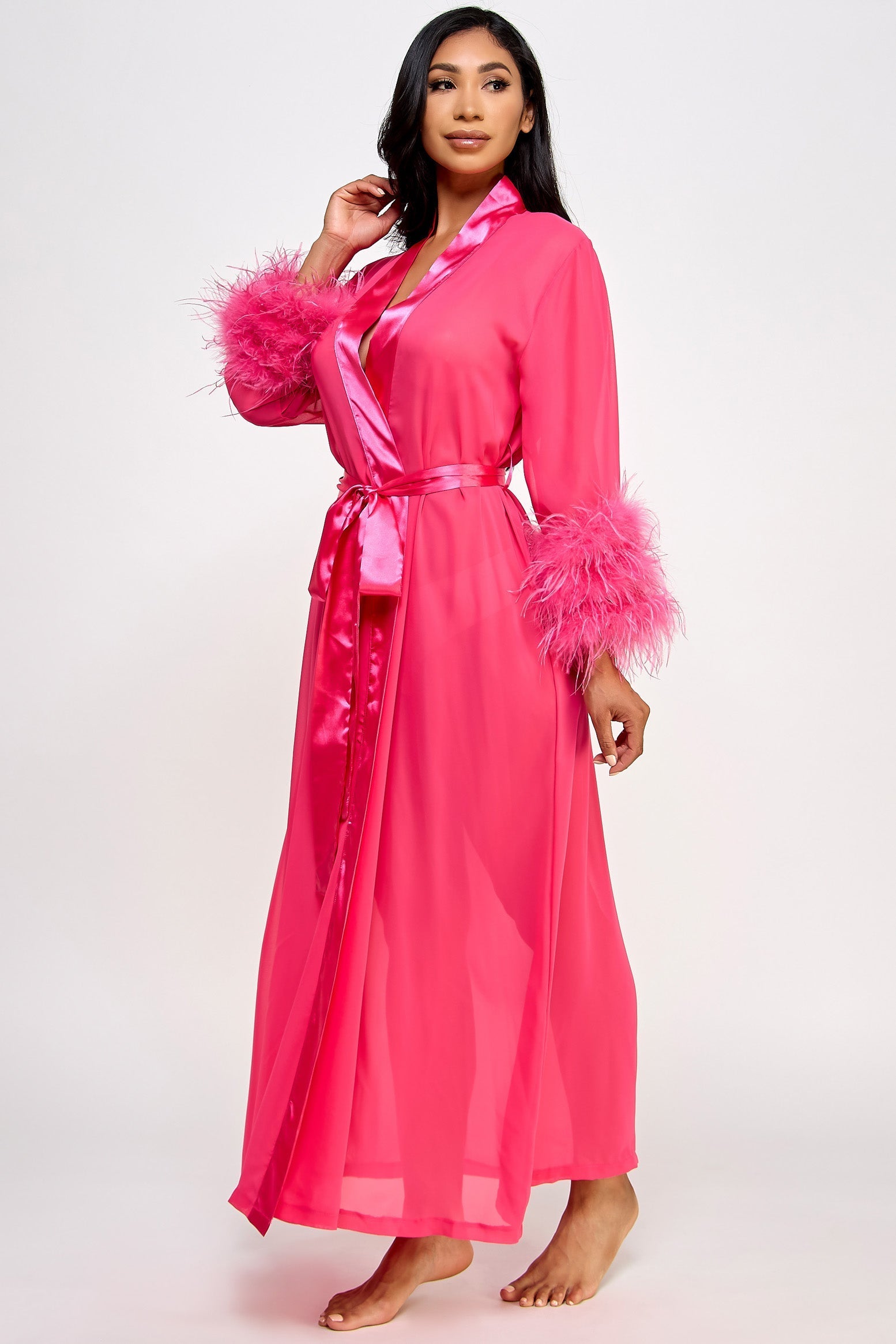 BeWicked Sahar Chiffon Feather Robe
