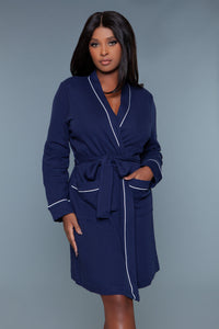 BeWicked Waffle Robe Navy Blue