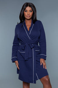 BeWicked Waffle Robe Navy Blue