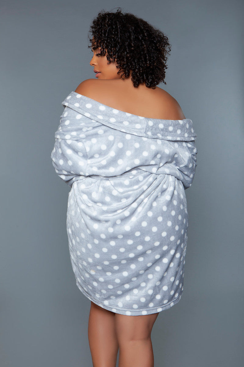 BeWicked Kaylee Plush Robe Grey White