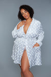 BeWicked Kaylee Plush Robe Grey White