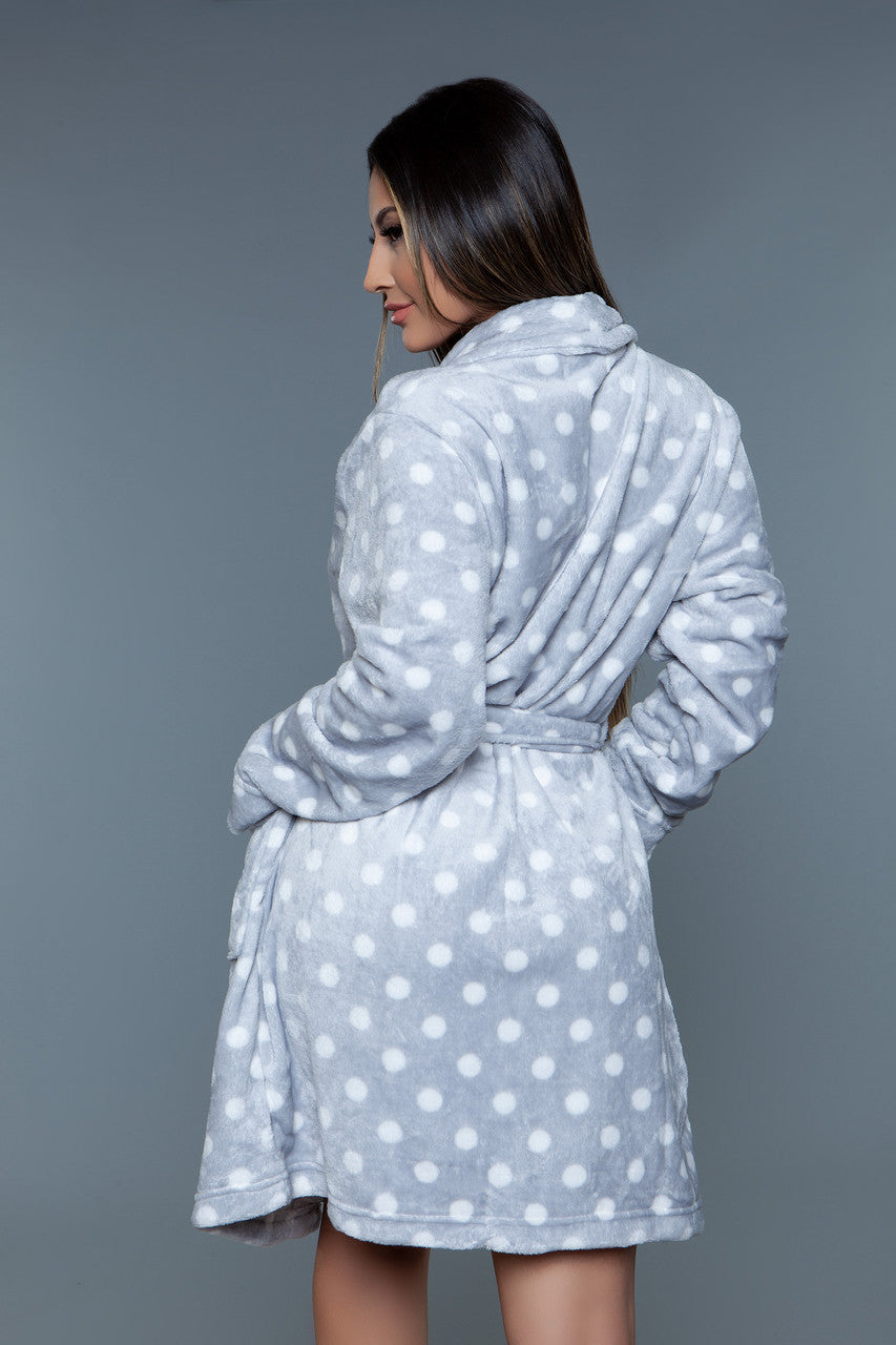 BeWicked Kaylee Plush Robe Grey White