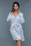 BeWicked Kaylee Plush Robe Grey White