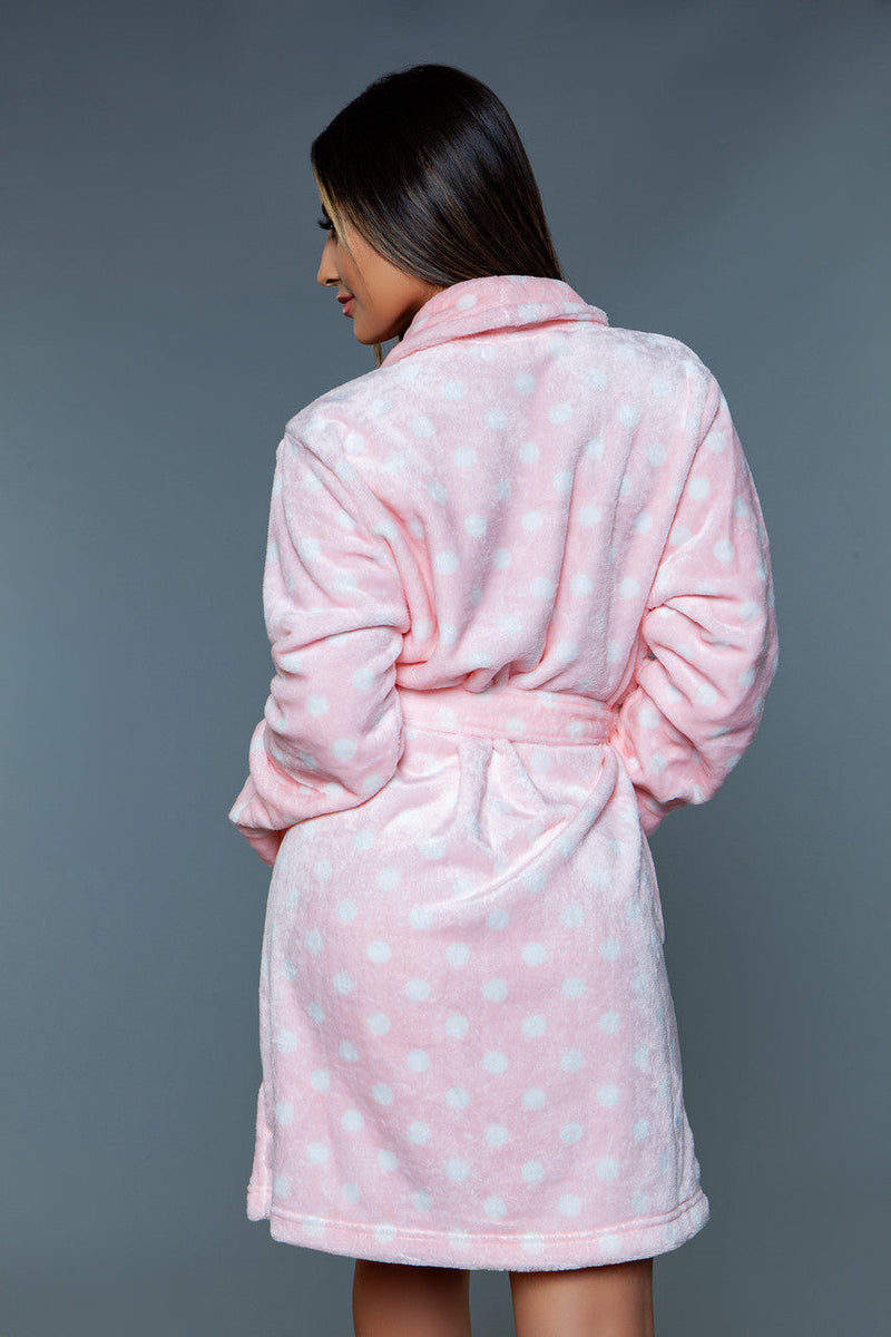 Kaylee Plush Robe Pink White – Rebel Romance