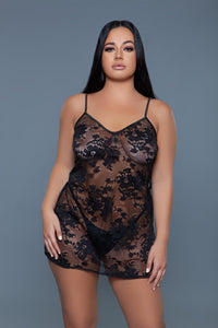 BeWicked Kelly Floral Lace Chemise Black