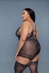 BeWicked Ryder Gartered Chemise Lace Cups Sheer Black