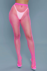 BeWicked Up All Night Pantyhose Fishnet Hot Pink