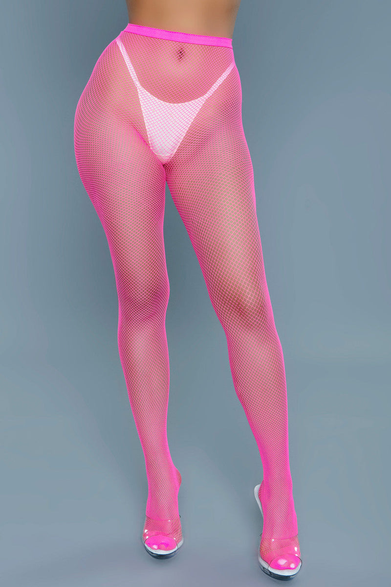 BeWicked Up All Night Pantyhose Fishnet Hot Pink