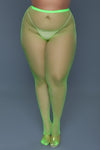 BeWicked Up All Night Pantyhose Fishnet Neon Green